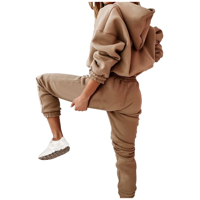 Ensembles Lounge zanvins pour Femmes à Manches Longues Mode Femmes Poche Col Rond Décontracté Chandail à Manches Longues + Ensemble Pantalon