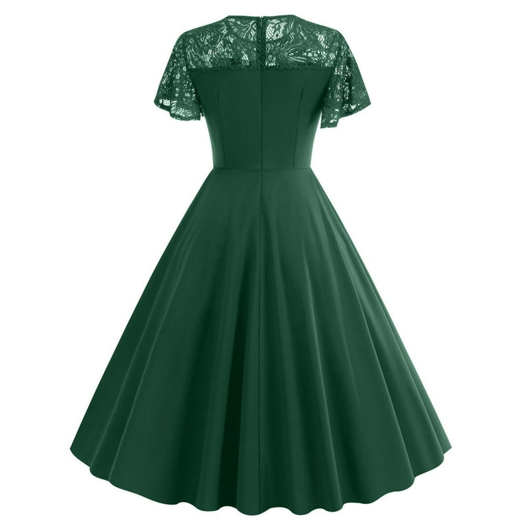 1950s Retro Vintage Midi Swing Dress Flare Dress Short Sleeves Fit & Flare Swing Fancy Dress Women's Carnival Valentine's Day Masquerade Vacation