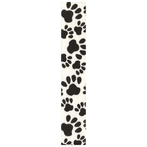 White Satin with Black Paw Prints 1.5 Wired Paw Print Ribbon 10 Yards / 30  Feet of 1.5 Inch Wire Edged Paw Print Ribbon