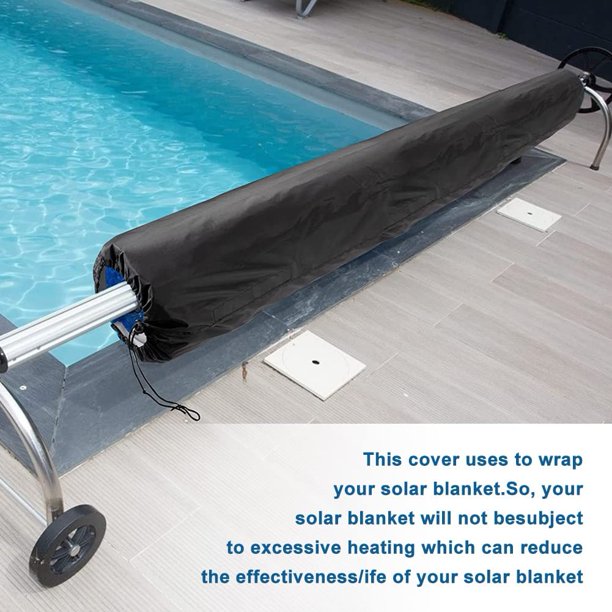 Lona de protección solar 210D para piscina sobre el suelo, carrete solar de invierno y cubierta de protección (610 * 96 cm)