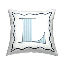 Stupell Industries Polka Dot Blue Letter L Square Decorative Printed Throw Pillow, 18 x 18
