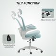 thumbnail image 4 of Chaise de Bureau en Maille Vert Pâle avec Soutien Lombaire 4D et Appuie-Tête Réglable – Chaise Ergonomique pour Ordinateur à la Maison et au Bureau, 47,2 Po H, 4 of 7
