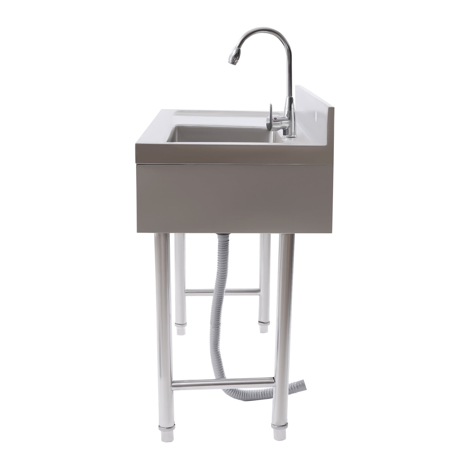 SENDERPICK Freestanding Silver Commercial Sink Stainless Steel Kitchen Utility Sink 1 Compartment & Prep Table