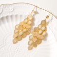 thumbnail image 3 of Elegant Rhombus Tassel Brass Hoop Earrings Real 18K golden Plated 96x35mm, 3 of 4