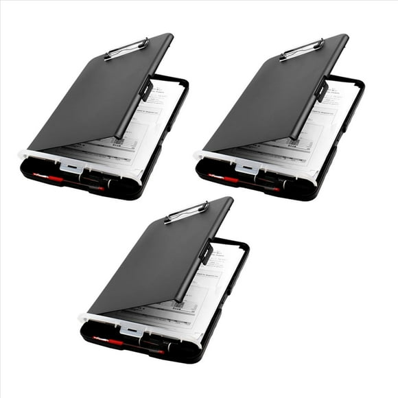 3X Clip Board Organizer Clipboards with Storage Nursing Clipboard Foldable File Folder Plastic Clipboard (Black)