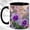 Black, variant on Purple Rose Butterfly Accent Mug, 11oz Ceramic Coffee Cup for Rose Lovers