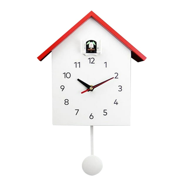 Horloge Murale Coucou, Voix Ou Appel de Coucou, Pendule Nichoir, Rouge