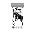 thumbnail image 2 of Cartoon Bedding Set with Sheet & Covers, Racing Horse with a Jockey Girl Jumping Above Barrier Barn Farming Print, Printed Bedroom Decor 2 Shams, 4 Sizes, White Charcoal Grey, by Ambesonne, 2 of 3