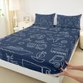 thumbnail image 3 of Feelyou Navy Cartoon Truck Bed Sheets, Kawaii Airplane Car King Sheets, Teens Kids Boys Girls Sheet Set, Luxury Bedroom Decor, 4-Piece, 3 of 7