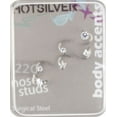 thumbnail image 2 of Body Jewelry-Women's Nose Studs Surgical Steel Screws with White CZ, 2 of 2