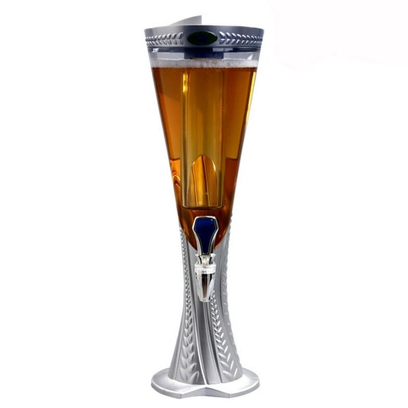 1.5 L Plastic Tabletop Detachable Wine Beer Tower Beverage Juice Dispenser (Silver)