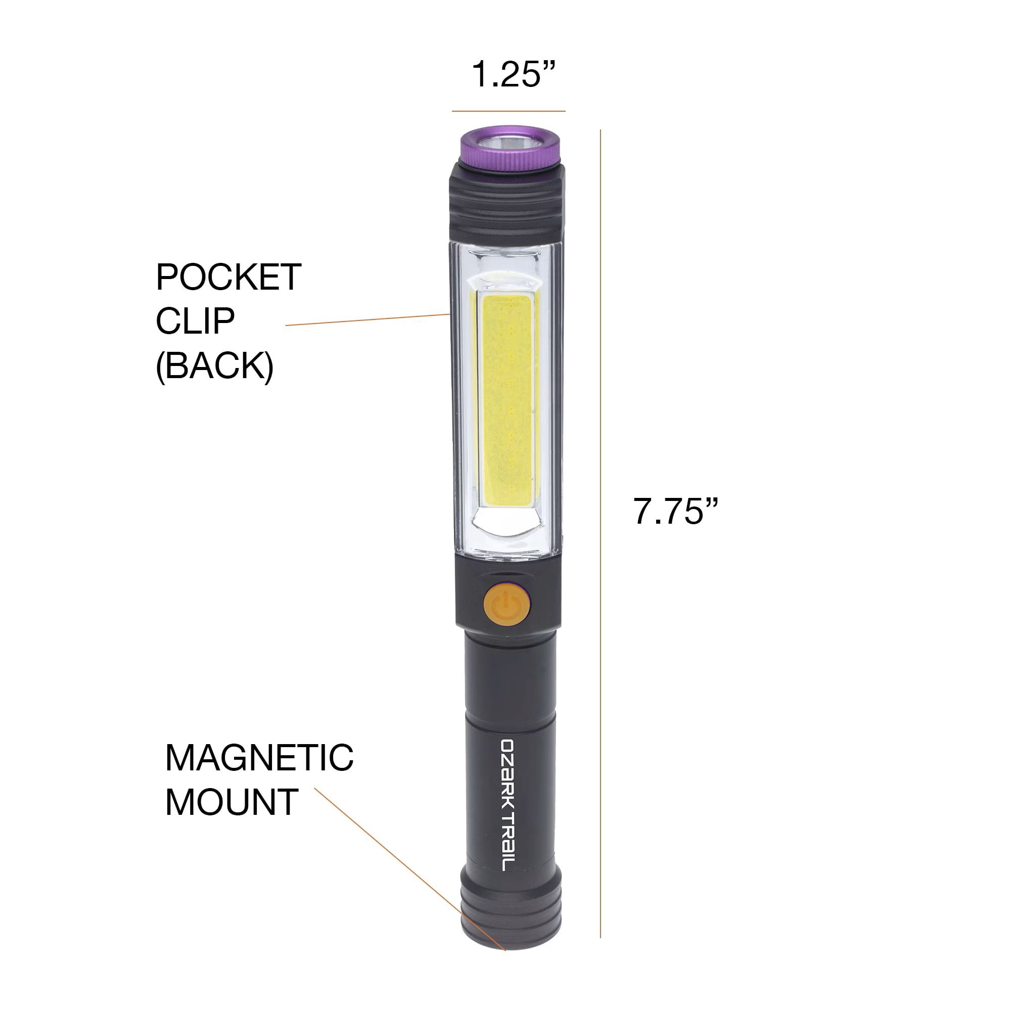 Ozark Trail LED Flashlight with UV Light, 400 Lumens, Aluminum, Black