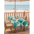 thumbnail image 2 of Outdoor Tablecloths with Umbrella Hole & Zipper, Green Geometric Moroccan Rectangle Tablecloth 60x120 Inch, Abstract Art Teal Ombre Modern Waterproof Table Cloth, Patio/Pool/Picnic Table Covers, 2 of 8