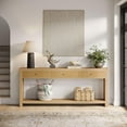 thumbnail image 3 of Tribesigns 70.9" Extra Long Console Table with 3 Drawers, Wooden Entryway Sofa Table with Open Storage Shelves, Oak Finish Hallway Couch Table for Living Room Foyer or Entrance, 3 of 5