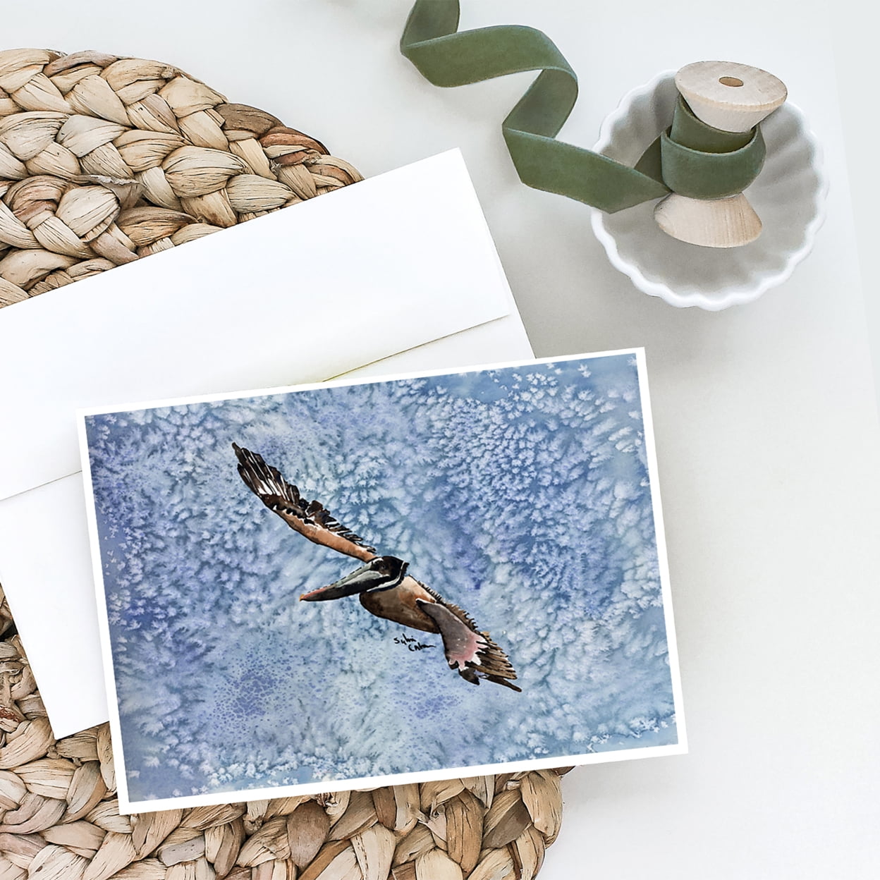 Caroline's Treasures Louisiana Brown Pelican Greeting Cards - Pack Of 8 Blank 5x7 Cards With Envelopes