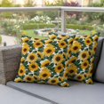 thumbnail image 4 of Sunflowers Pillow Covers 2 Pack Country Watercolor Yellow Sunflower Floral Leaf Plant Pillowcase Waterproof Outdoor Throw Pillow Cover for Patio Garden Square Cushion 24”x24”, 4 of 9