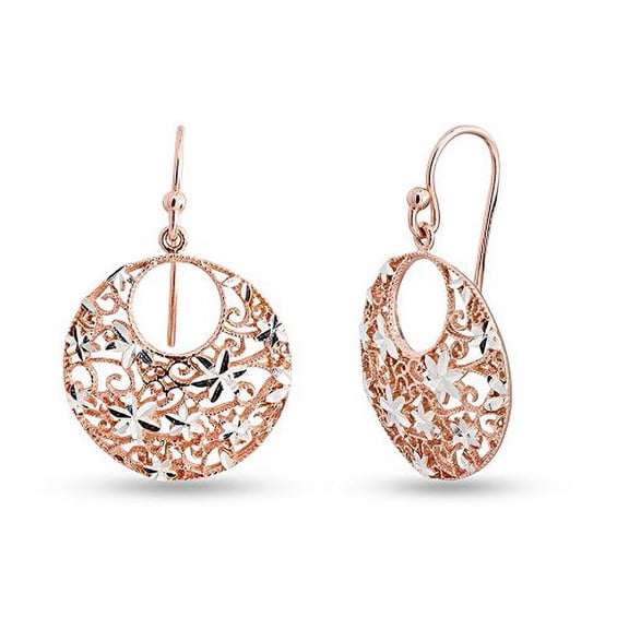 LeCalla 925 Sterling Silver Jewelry Filigree Worked Diamond-Cut Drop Dangler Earring for Women and Teen 20MM