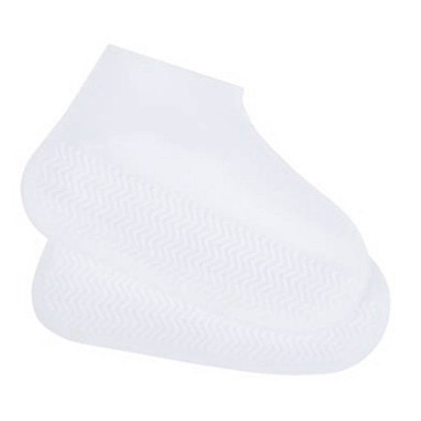 Cubrezapatos Cubierta de zapatos antideslizante impermeable reutilizable Bota de lluvia para exteriores de silicona (Blanco M)
