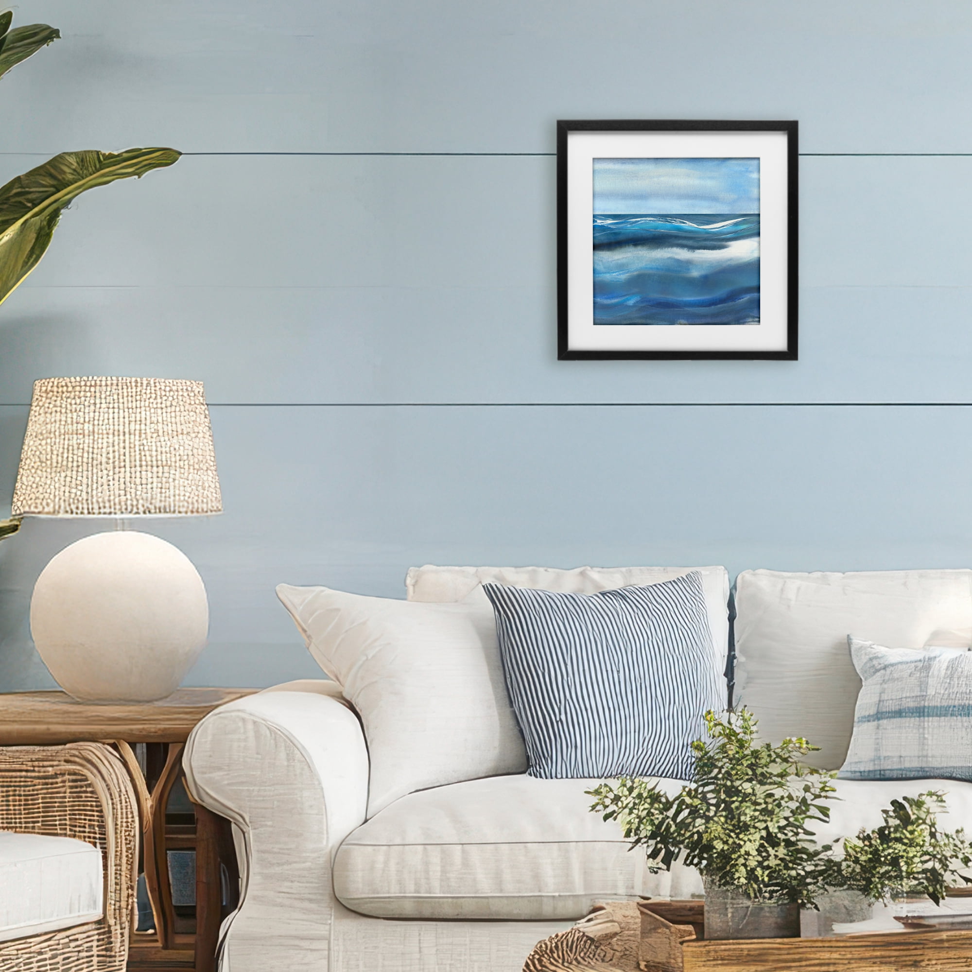 Stupell Industries Calm Expanse of Ocean Waves Black Framed Print Under Glass, design by Susan Jill