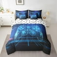 thumbnail image 2 of Manfei Neon Game Console Bed in a Bag Twin size, Futuristic Gamepad Bedding Sets Twin Size, Black Blue Reversible Bedding Twin Size, Microfiber Bedroom Decoration, 7pcs, 2 of 7