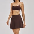 thumbnail image 3 of PISONIC Womens 2 Piece Skirt Set Workout Outfits Tennis Skirts with Built-in Shorts and Spaghetti Strap Sports Bra Gym Yoga Set, 3 of 6