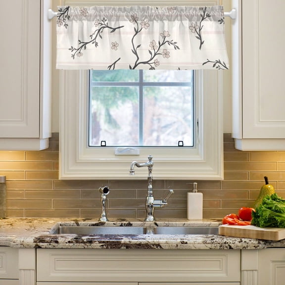 Flower Branch Curtain Valance 54x18in Treatment Decor Blackout Rod Pocket for Windows Living Room Kitchen