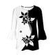 thumbnail image 4 of ICHUANYI ClearanceWomen‘s Summer Sexy Fold Printed Regular Women 3/4 Sleeves V Neck Button Tops Blouse(Dark Gray, XL) ICHUANYI WER20232080505171, 4 of 5
