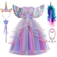 thumbnail image 1 of Fantasia-vestido de unicornio arcoíris para niñas, estilo de hoja de loto, flor, tul largo, Princesa, fiesta de cumpleaños Fivean unisex, 1 of 2