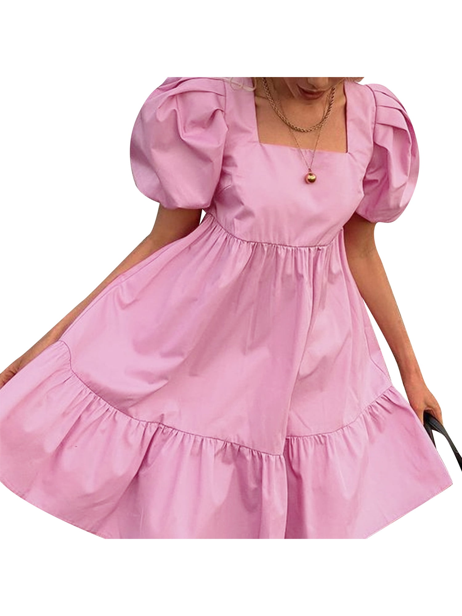 ADULT BABY SISSY PEACH SATIN PRETTY FRILLY  DRESS 52"  PUFFED SLEEVES 