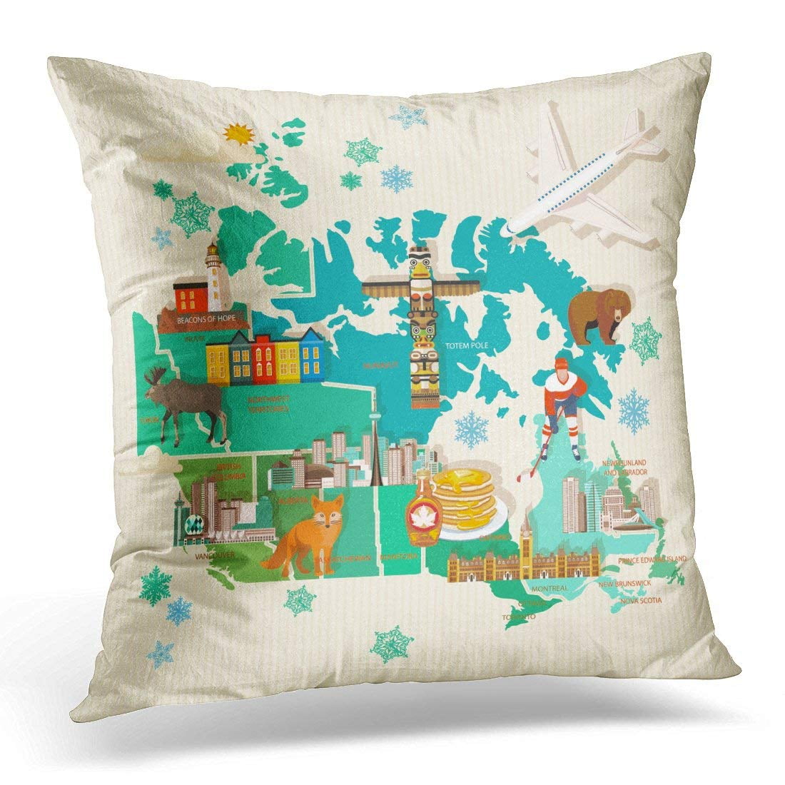 CMFUN Map Canada Canadian Tradition About Culture Country Pillow Case Pillow Cover 18x18 inch