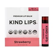 Kind Lips Lip Balm, Nourishing Soothing Lip Moisturizer for Dry Cracked Chapped Lips, Made in Usa With 100% Natural USDA Organic Ingredients, Strawberry Flavor, Pack of 1