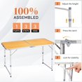 thumbnail image 4 of QueipA 4ft Portable Folding Camping Table, Outdoor Waterproof Adjustable Height Table, Aluminum Lightweight Suitcase Foldable Table for Picnic BBQ Beach Dining, 4 of 16