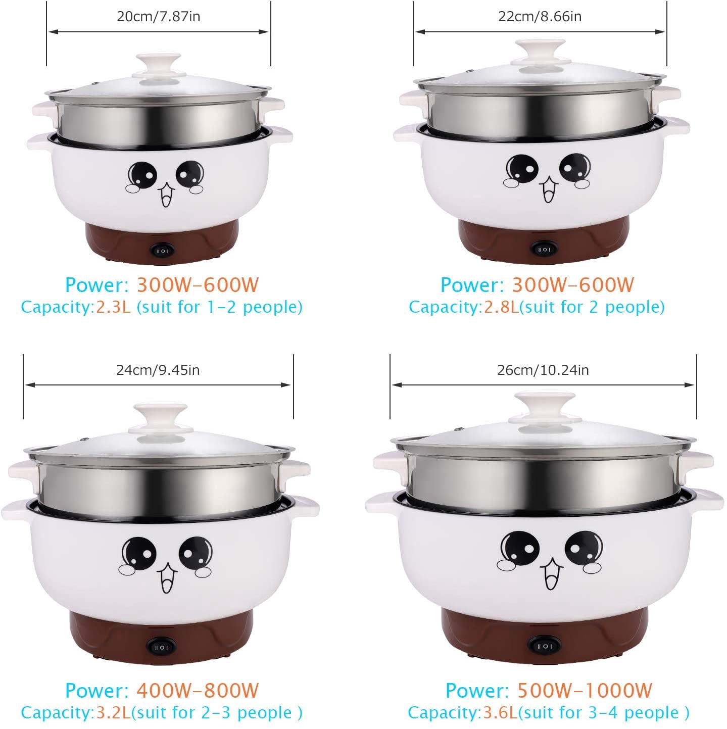 Multifunction Electric Skillet Wok Rice Cooker Steamer Nonstick with