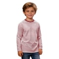 thumbnail image 2 of Kiijoy Boys Striped Long Sleeve Tshirt Unisex Crew Neck T Shirt Soft Undershirt, Sizes 3-14, 2 of 5