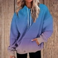 thumbnail image 2 of Brondbend Hoodies Women Women's Hooded Sweatshirt Long Sleeved Drawstring Pocket Pullover Print Casual Loose Fit Tops Ladies Daily Sports Fall Winter Wear Blue, 2 of 5