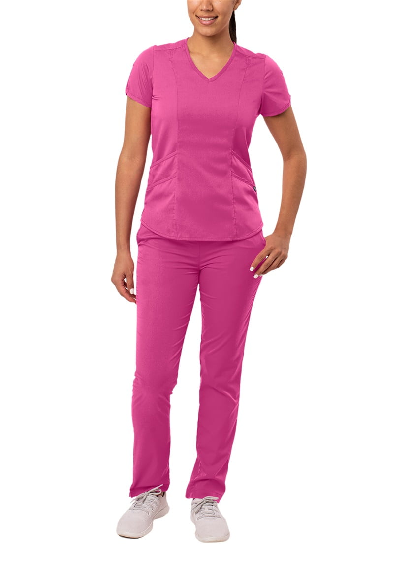 Adar Pro Core Classic Scrub Set For Women Tailored VNeck Scrub Top