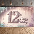 thumbnail image 2 of Glitter Design Banner Elegant 12th Birthday Decoration Diamond Accent Celebration Backdrop for Birthday Party Indoor Event Kid Celebration, 2 of 9