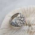 thumbnail image 3 of HIJONES Men's Round Irregular Crack Ring Stainless Steel Hip Hop Stone Cracks Wide Ring Band Finger Jewelry Silver Size 9, 3 of 5