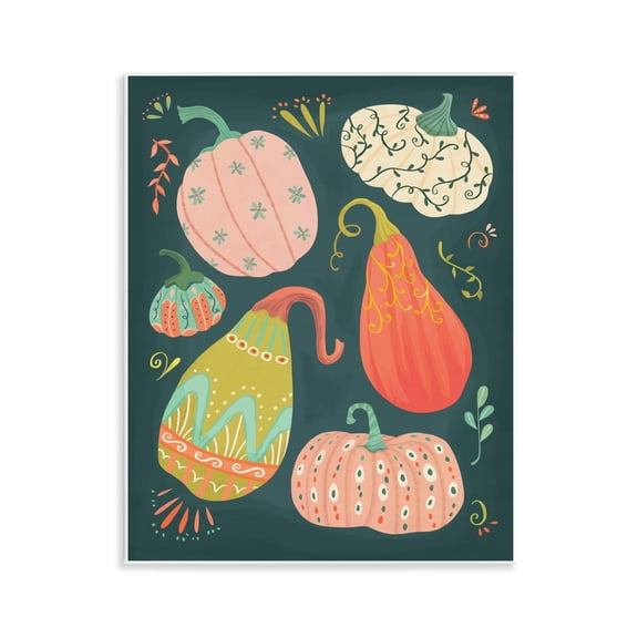 Stupell Industries Patterned Autumn Gourds Food & Beverage Painting Unframed Art Print Wall Art, 11 x 14