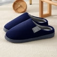 thumbnail image 5 of AUDeals Men's Plush House Slippers - Thick Sole Warm Closed Toe Indoor Home Shoes with Non Slip Daily Comfort (Dark Blue, 9), 5 of 5