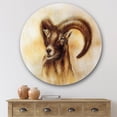 thumbnail image 2 of Designart 'Abstract Portrait of Wild Ram With Mighty Horns I' Modern Circle Metal Wall Art 36x36 - Disc of 36, 2 of 5