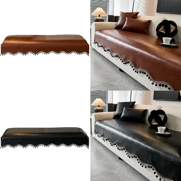 Pu Sofa Cushions Brown Leather Waterproof Non-Slip Irregular Sofa Cushion Thickened Seat Cushion with Vintage High-End Feel(1Pcs) Rkxzt