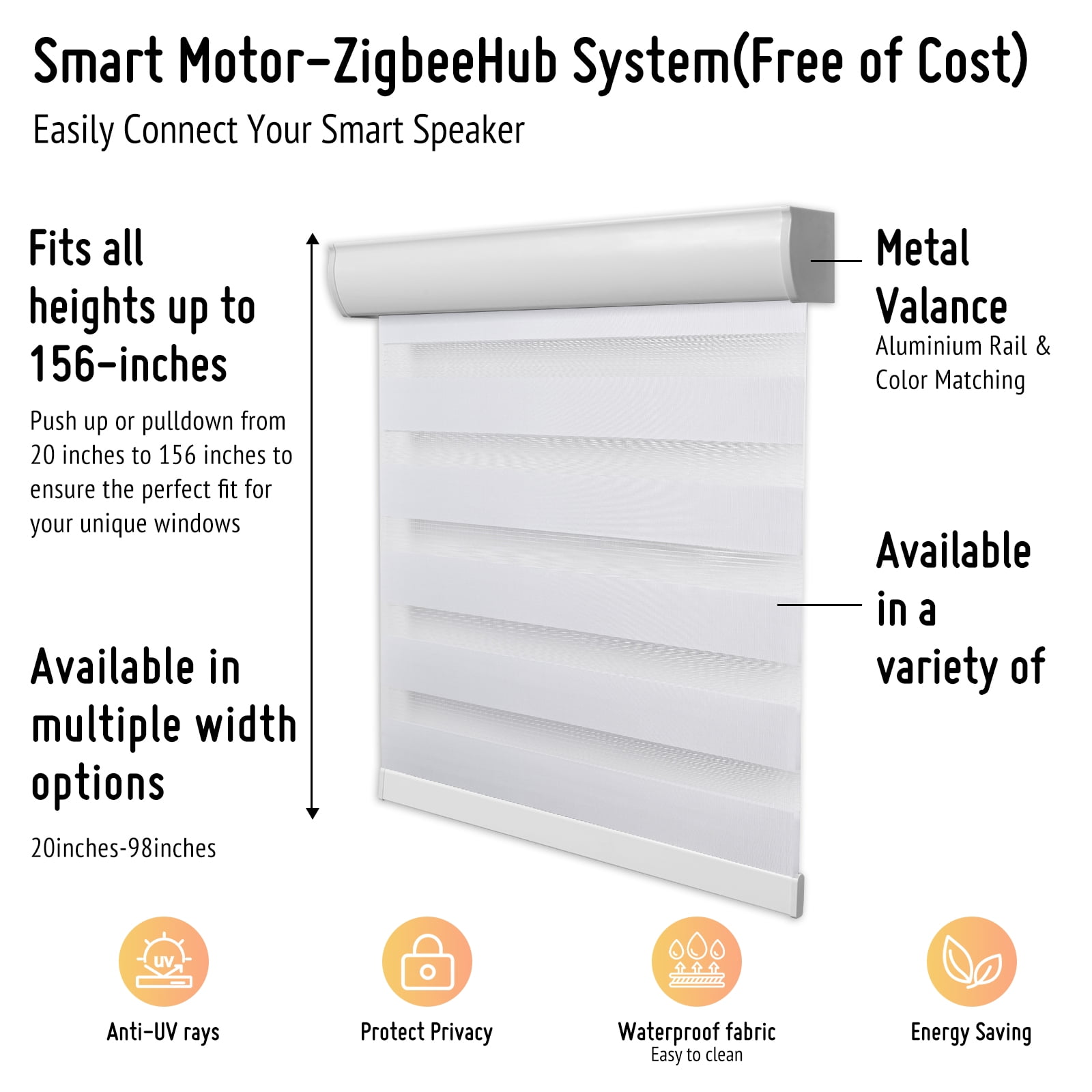 Keego Smart Motorized Zebra Shades Work with Wi-Fi Intelligent Sensor Shades with Remote Window Blinds work with Alexa Google for Smart Home Office,69"Wx60"H(SodaBlue, Light Fithering)