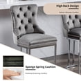thumbnail image 6 of 25" Counter Height Bar Stools Set of 6, Velvet Counter Stools for Kitchen Island, Tufted High Chair with Backs, Fabric Upholstered Modern Barstools for Pub Cafe, Chromed Metal Legs (Gray, 6Pcs), 6 of 12