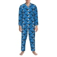 thumbnail image 3 of Picia Whale And Sea Pattern Men’s Long-Sleeve Sleepwear Set - Soft 2-Piece Loungewear with Pockets, Comfy PJs for Relaxing Nights-Large, 3 of 7