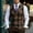002 Coffee, variant on Men's Thin Workwear Waistcoat Classic Plaid Medieval Vest Double Breasted Waistcoat Wedding Formal Dress Vest