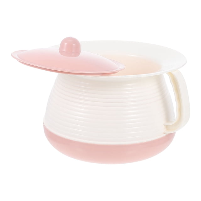 ORDDIART 1 Set Portable Chamber Pot with Lid PP Pink for Adults Medical Care