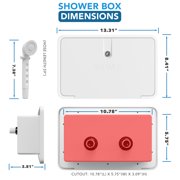 Leisure Coachworks RV Exterior Shower Box Kit ABS Hose Camper Trailer Cowboy Shower (White)