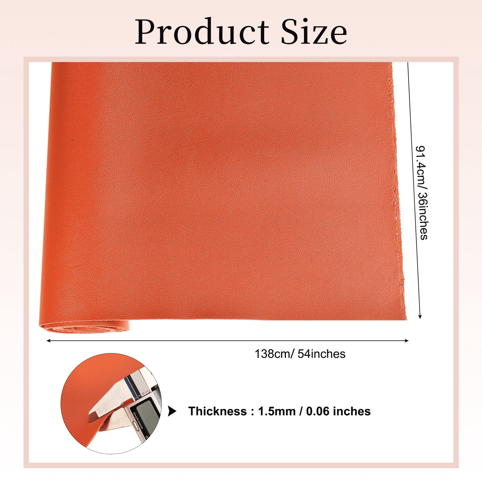Uxcell Marine Vinyl Fabric, 54 Inch 1 Yard Upholstery Faux Leather Soft Waterproof Sheets Fabric for Crafts DIY Sewings Sofa Wallets Handbag Car, Orange