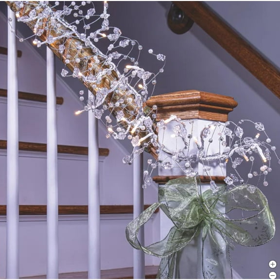 GE StayBright 9’ LED Glitter Gem Garland 1784863 /Warm White